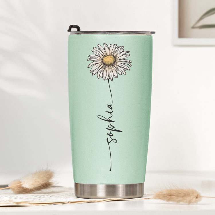 Custom Name & Birth Flower Tumbler Birthday Gift For Her - Personalized Tumbler 2