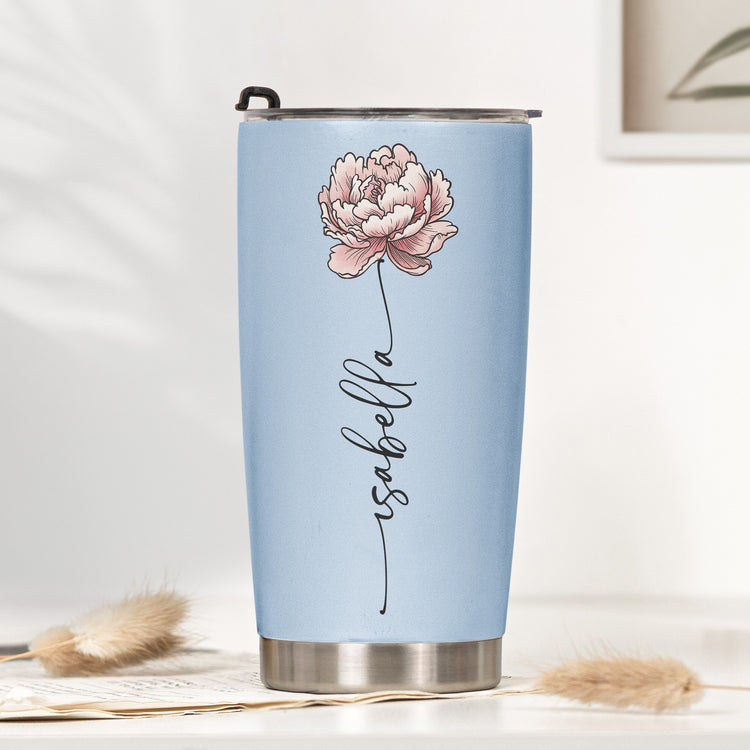 Custom Name & Birth Flower Tumbler Birthday Gift For Her - Personalized Tumbler 3
