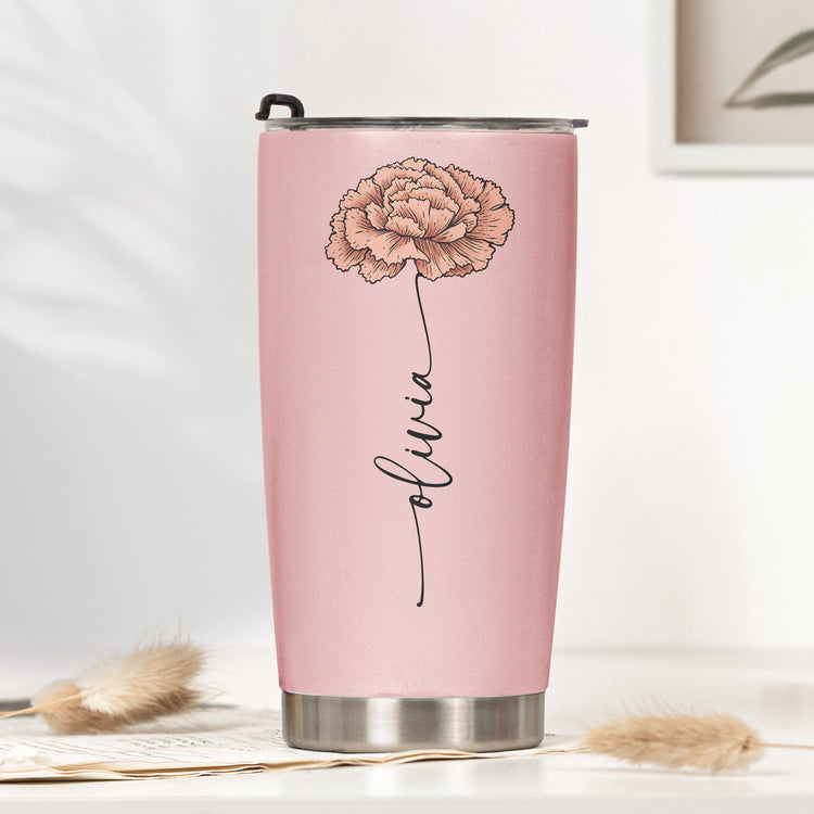 Custom Name & Birth Flower Tumbler Birthday Gift For Her - Personalized Tumbler 4