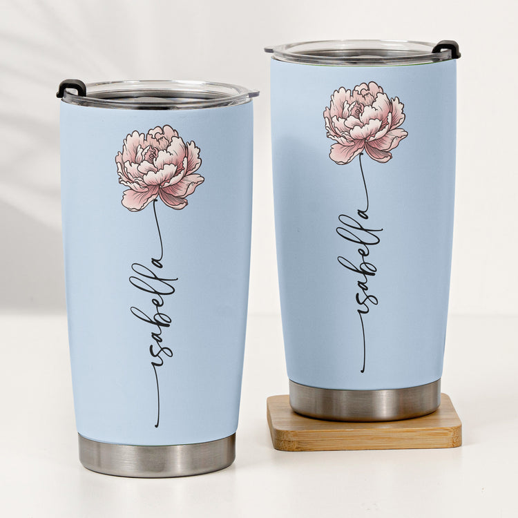 Custom Name & Birth Flower Tumbler Birthday Gift For Her - Personalized Tumbler 5