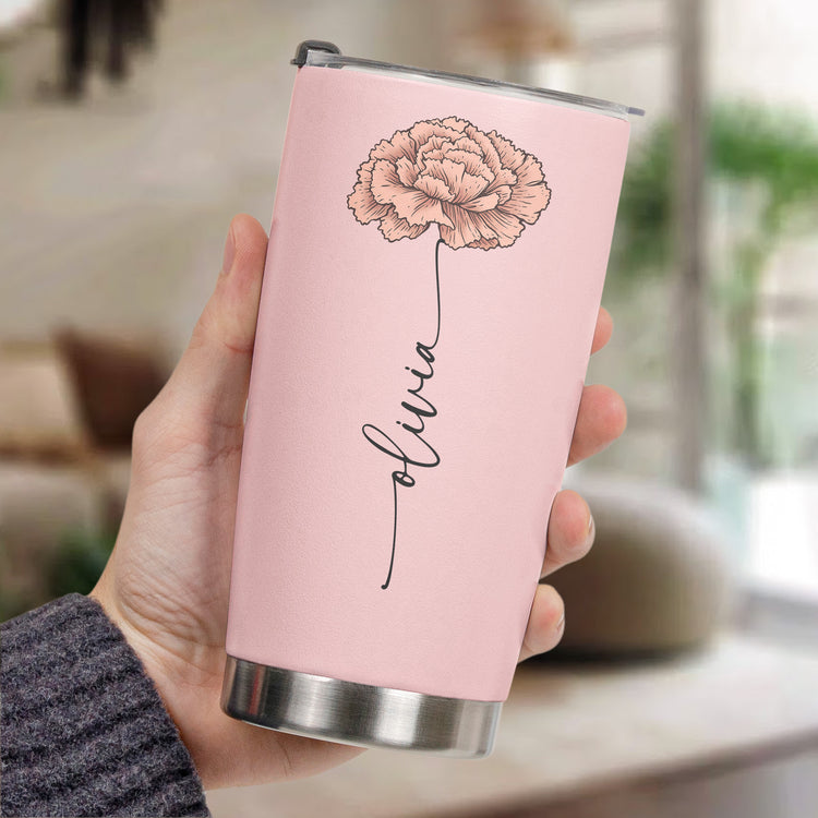 Custom Name & Birth Flower Tumbler Birthday Gift For Her - Personalized Tumbler 6