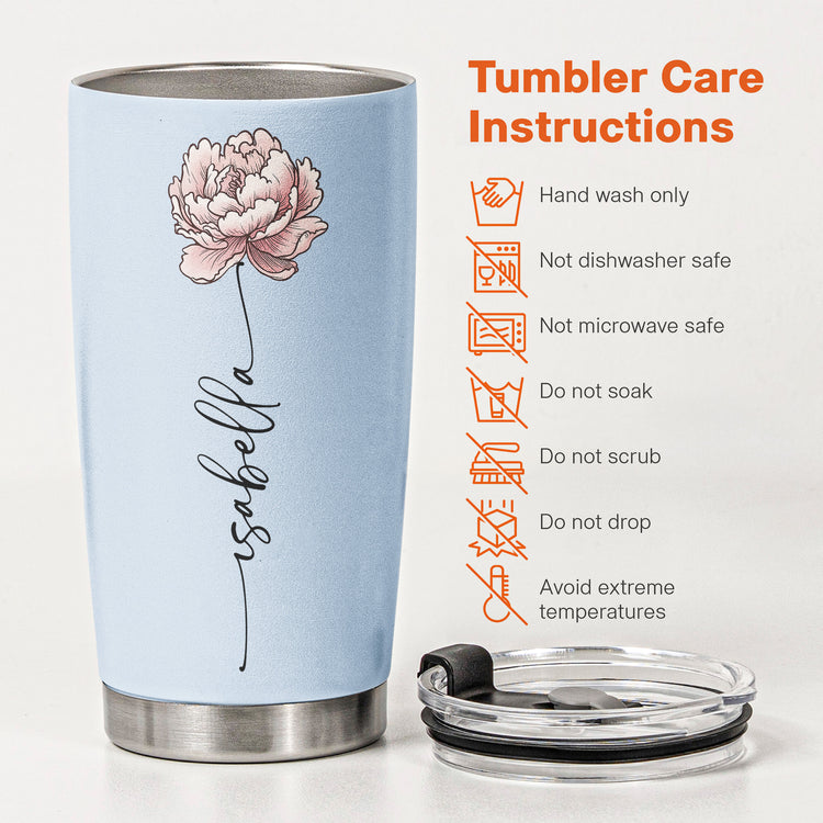 Custom Name & Birth Flower Tumbler Birthday Gift For Her - Personalized Tumbler 8