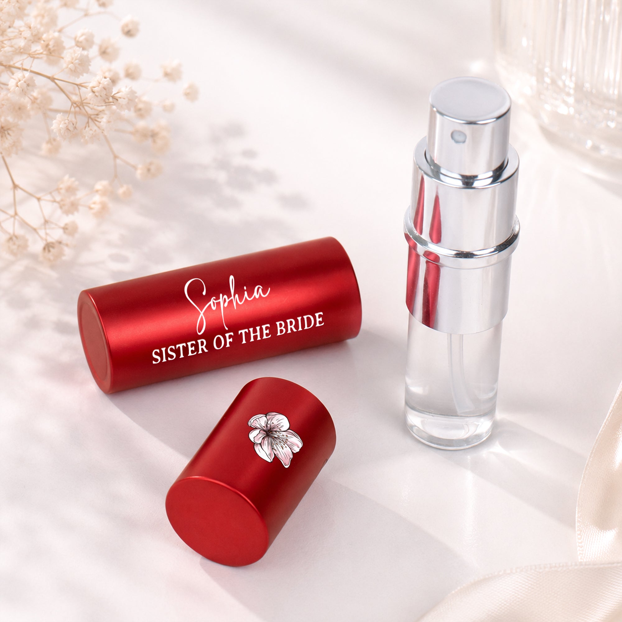 Custom Name & Birth Flower Wedding Gifts For Her, Bridesmaid - Personalized Mini Perfume Bottle 4