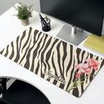 Custom Name & Birth Flower Zebra Print Gifts For Her, BFF, Coworkers - Personalized Desk Mat 2