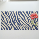 Custom Name & Birth Flower Zebra Print Gifts For Her, BFF, Coworkers - Personalized Desk Mat 3