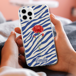 Custom Name & Birth Flower Zebra Print Gifts For Her - Personalized Phone Case 3