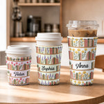 Custom Name & Birth Flowers Book Lovers Gifts For Her, Friends, Book Club - Personalized Iced Coffee Sleeve 1