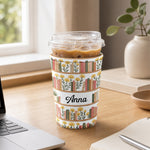 Custom Name & Birth Flowers Book Lovers Gifts For Her, Friends, Book Club - Personalized Iced Coffee Sleeve 3