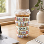 Custom Name & Birth Flowers Book Lovers Gifts For Her, Friends, Book Club - Personalized Iced Coffee Sleeve 7