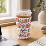 Custom Name & Birth Flowers Book Lovers Gifts For Her, Friends, Book Club - Personalized Iced Coffee Sleeve 8