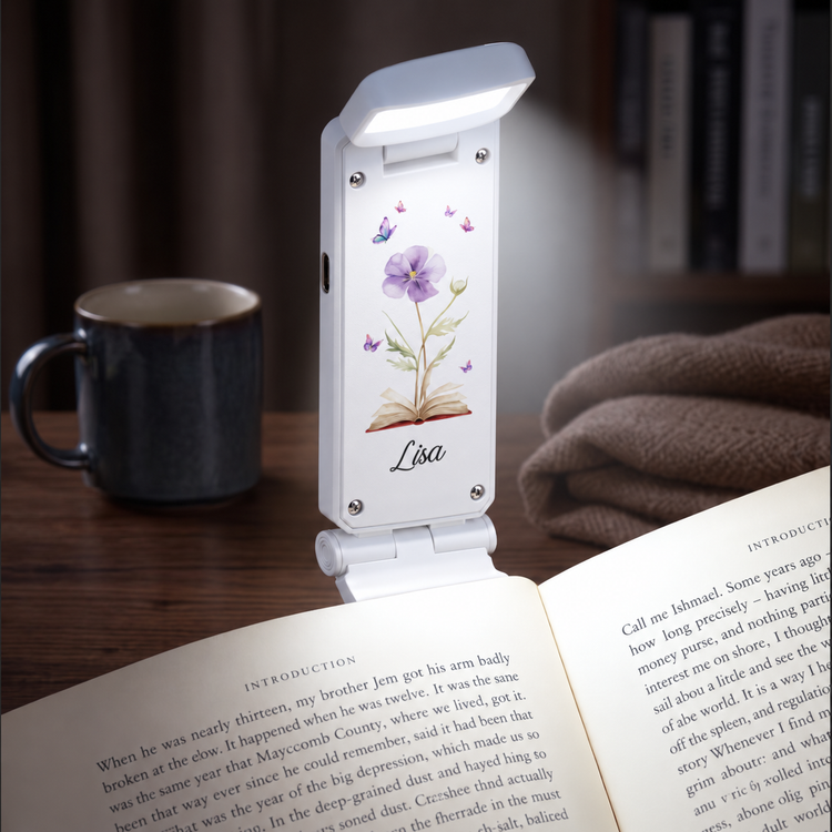 Custom Name & Birth Flowers With Book Gifts For Daughter, Friends, Book Lovers, Book Clubs - Personalized Reading Lamp 2