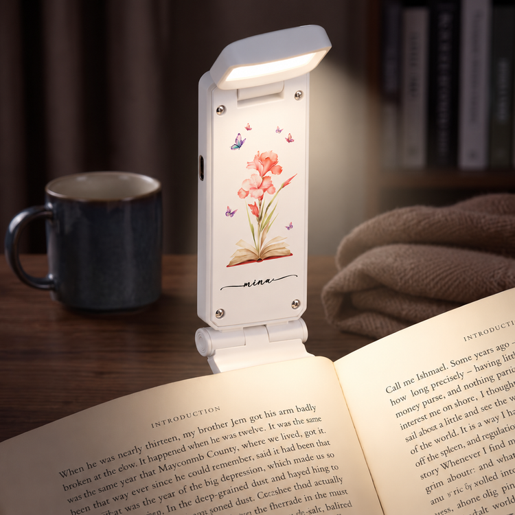 Custom Name & Birth Flowers With Book Gifts For Daughter, Friends, Book Lovers, Book Clubs - Personalized Reading Lamp 3