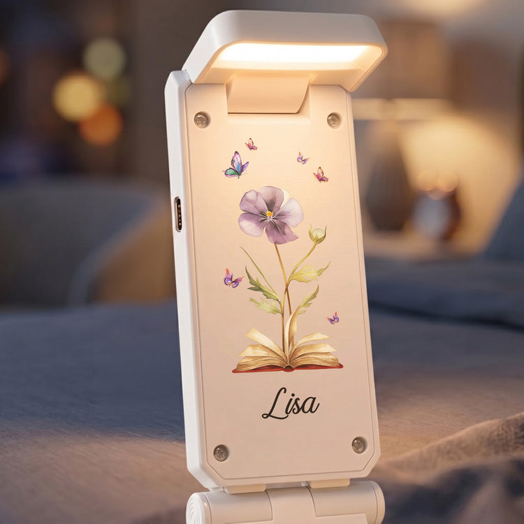 Custom Name & Birth Flowers With Book Gifts For Daughter, Friends, Book Lovers, Book Clubs - Personalized Reading Lamp 7