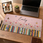 Custom Name & Birthflower For Book Lovers, Book Clubs - Personalized Desk Mat 3