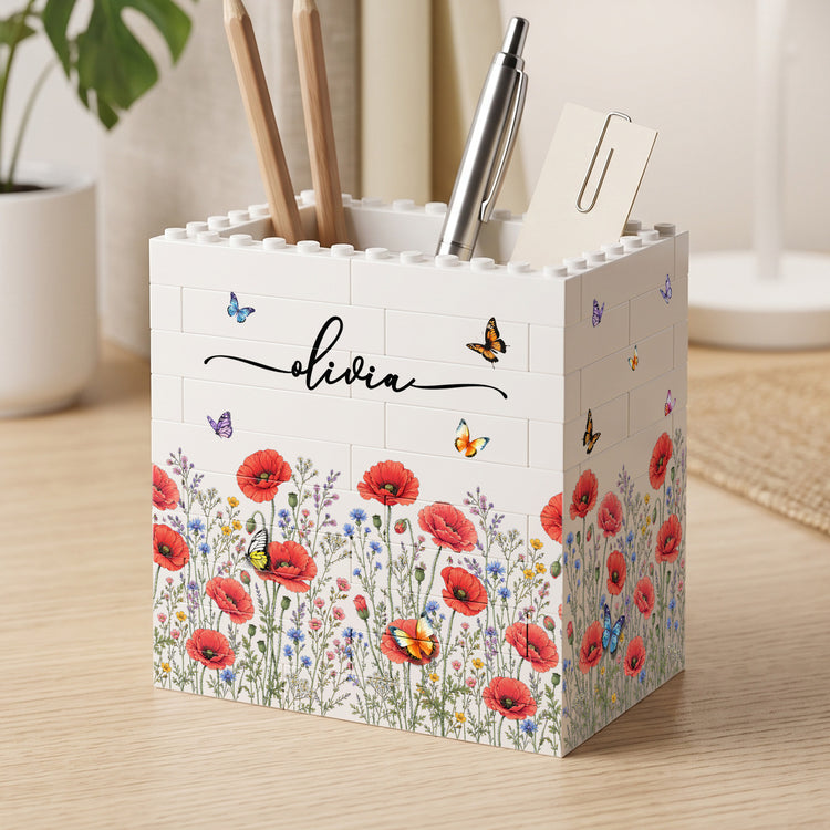 Custom Name & Birthflower For Book Lovers, Book Clubs - Personalized Pen Holder 3