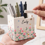 Custom Name & Birthflower For Book Lovers, Book Clubs - Personalized Pen Holder 5