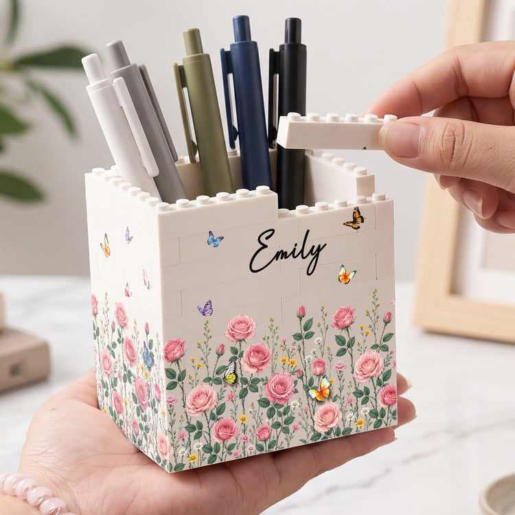 Custom Name & Birthflower For Book Lovers, Book Clubs - Personalized Pen Holder 5