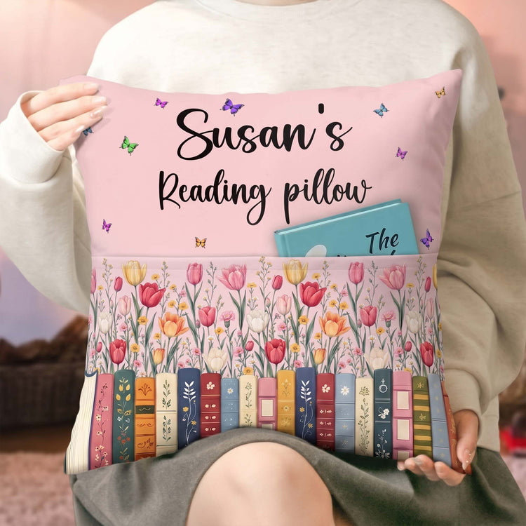 Custom Name & Birthflower For Book Lovers, Book Clubs - Personalized Pillow 5
