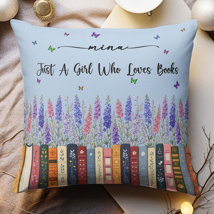 Custom Name & Birthflower For Book Lovers, Book Clubs - Personalized Pillow 5
