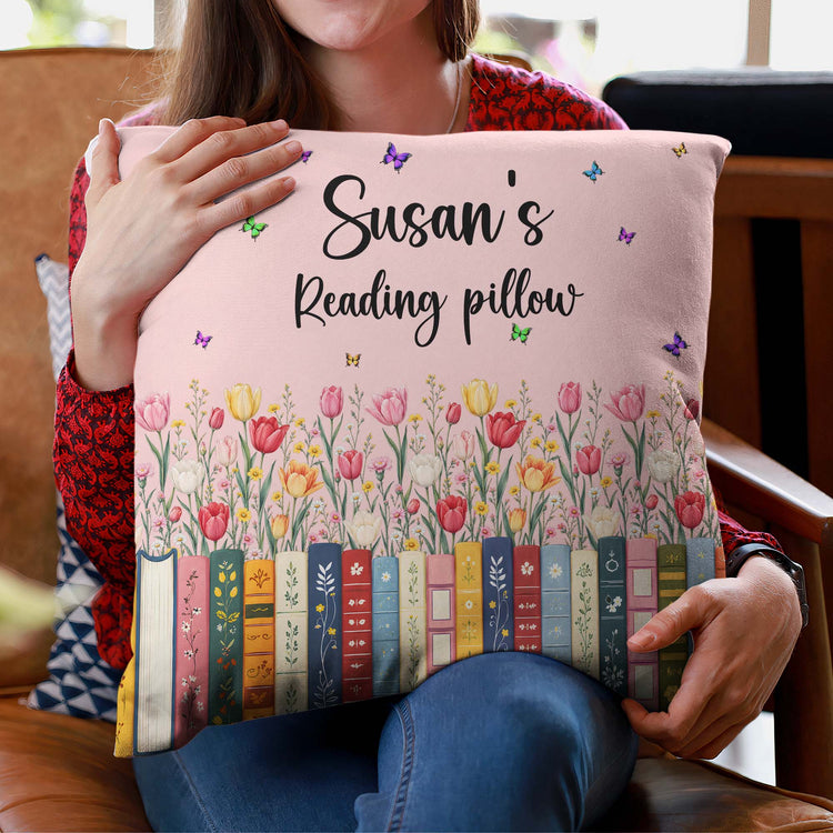 Custom Name & Birthflower For Book Lovers, Book Clubs - Personalized Pillow 6