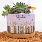 Custom Name & Birthflower For Book Lovers, Book Clubs - Personalized Plant Pot 3
