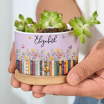 Custom Name & Birthflower For Book Lovers, Book Clubs - Personalized Plant Pot 6