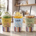 Custom Name & Birthflower For Teachers, Coworkers, Friends, Book Lovers, Book Clubs - Personalized Iced Coffee Sleeve 2