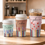 Custom Name & Birthflower For Teachers, Coworkers, Friends, Book Lovers, Book Clubs - Personalized Iced Coffee Sleeve 4