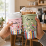Custom Name & Birthflower For Teachers, Coworkers, Friends, Book Lovers, Book Clubs - Personalized Iced Coffee Sleeve 7