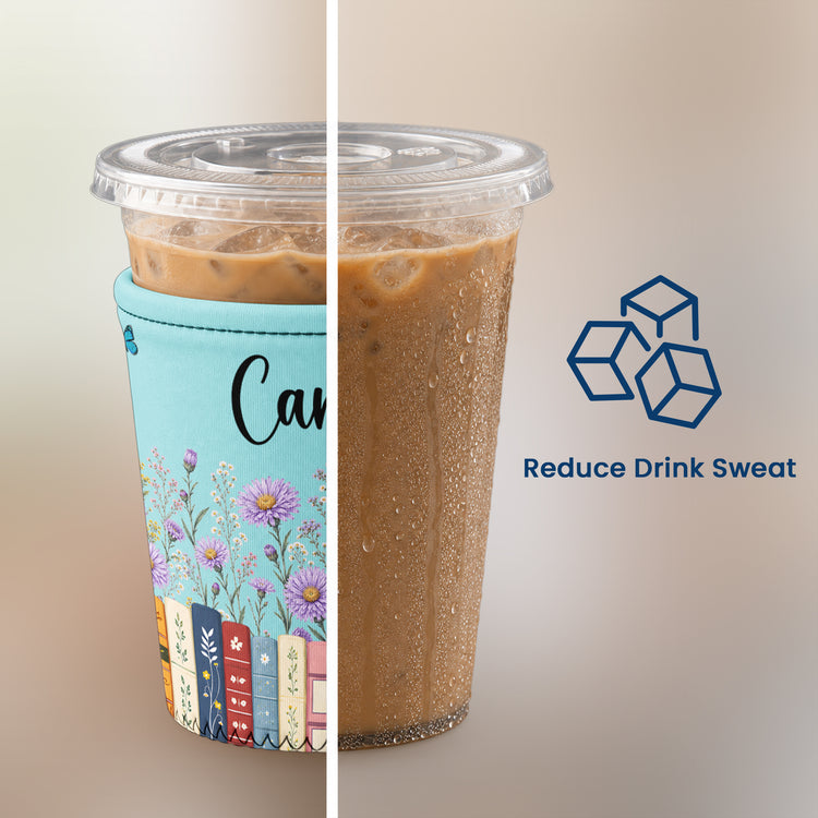 Custom Name & Birthflower For Teachers, Coworkers, Friends, Book Lovers, Book Clubs - Personalized Iced Coffee Sleeve 8