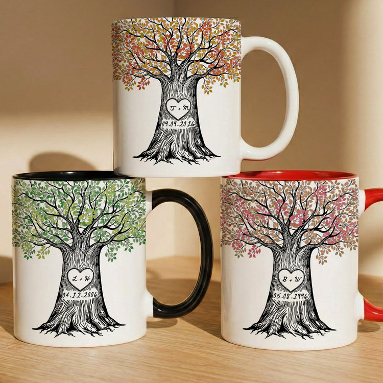 Custom Name & Date Couple Anniversary Valentines Day Gifts - Personalized Mug 1