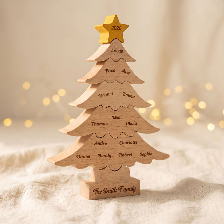 Custom Name & Family Name Puzzle Keepsake Christmas Tree - Personalized Puzzle 3