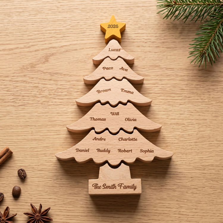 Custom Name & Family Name Puzzle Keepsake Christmas Tree - Personalized Puzzle 4