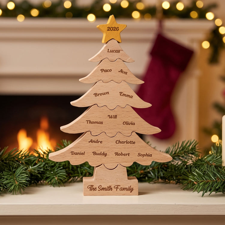 Custom Name & Family Name Puzzle Keepsake Christmas Tree - Personalized Puzzle 5