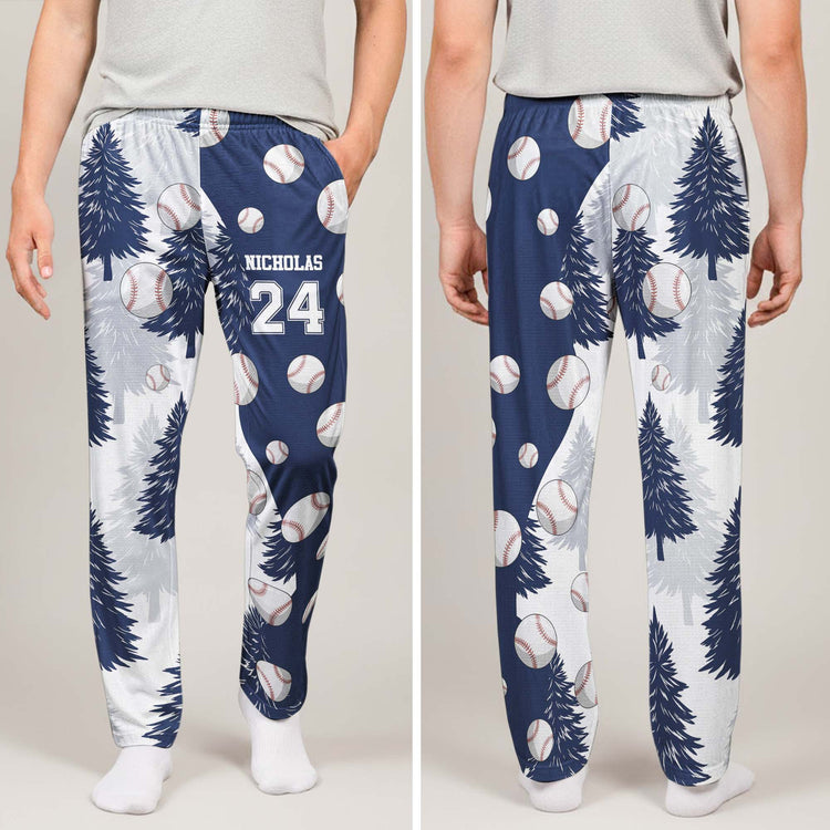 Custom Name & Number Sport Baseball Softball Lovers Gifts For Her, Him - Personalized Lounge Pants 3