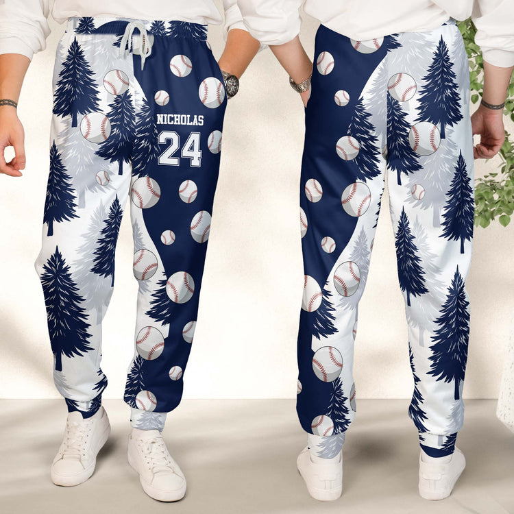 Custom Name & Number Sport Baseball Softball Lovers Gifts For Her, Him - Personalized Lounge Pants 4