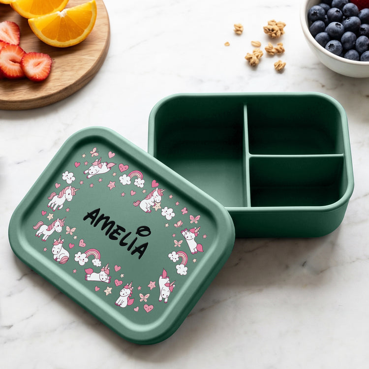 Custom Name And Pattern Unicorn, Mermaid, Butterfly, Racing Car, Construction, Dinosaur, Astronaut - Personalized Lunch Box 4