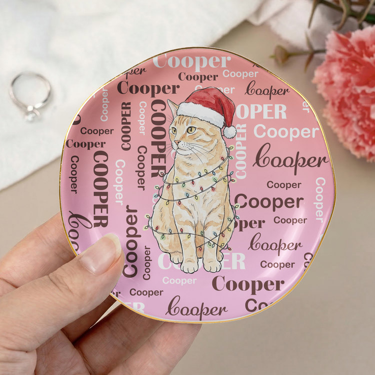 Custom Name & Pet Portrait Watercolor Style Christmas Gift - Personalized Jewelry Dish 6