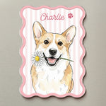 Custom Name & Photo Pet Watercolor Striped Pattern - Personalized Magnet 2
