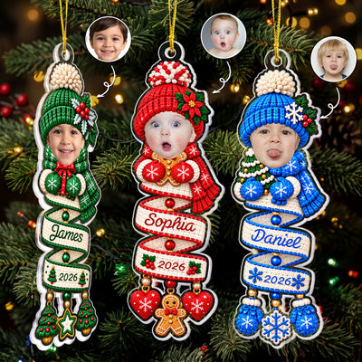 Custom Name & Photo Snowman Santa Christmas Keepsake - Personalized Ornament
