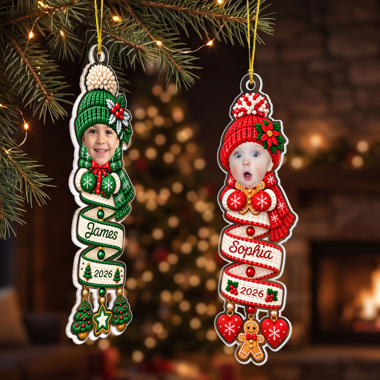 Custom Name & Photo Snowman Santa Christmas Keepsake - Personalized Ornament 2