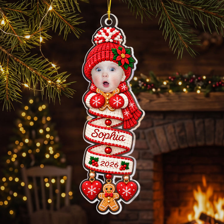 Custom Name & Photo Snowman Santa Christmas Keepsake - Personalized Ornament 3
