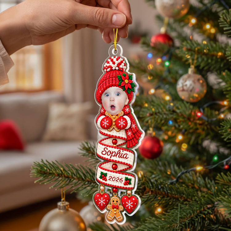 Custom Name & Photo Snowman Santa Christmas Keepsake - Personalized Ornament 4