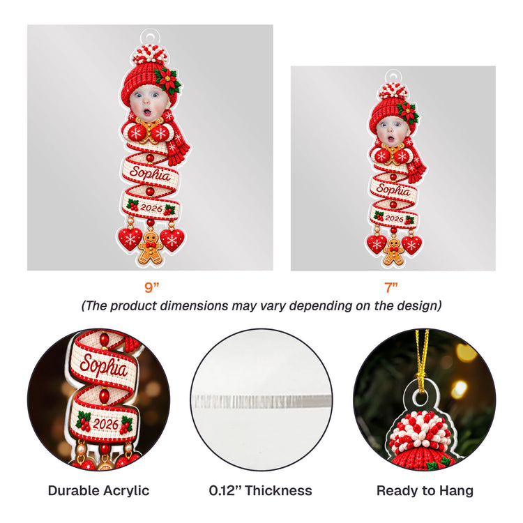 Custom Name & Photo Snowman Santa Christmas Keepsake - Personalized Ornament 5