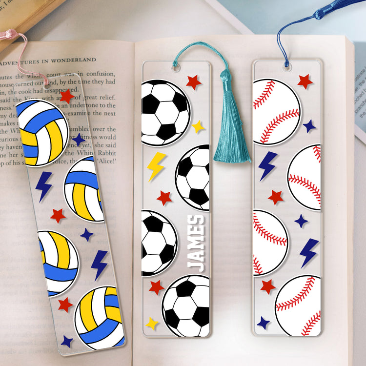 Custom Name And Sports Ball Acrylic Bookmark Gift For Kids - Custom Bookmark 3