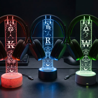 Custom Name & Zodiac Sign Gifts For Her, Him - Personalized Headphone Stand