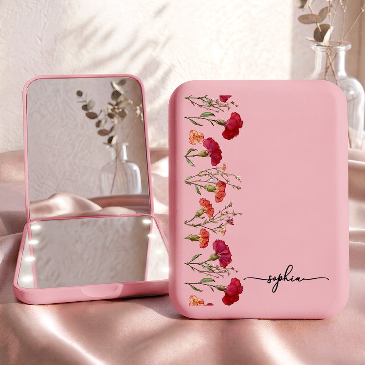 Custom Name, Birth Flower Birthday Gift For Her, Sisters, Daughter, Friends - Personalized Mirror 3
