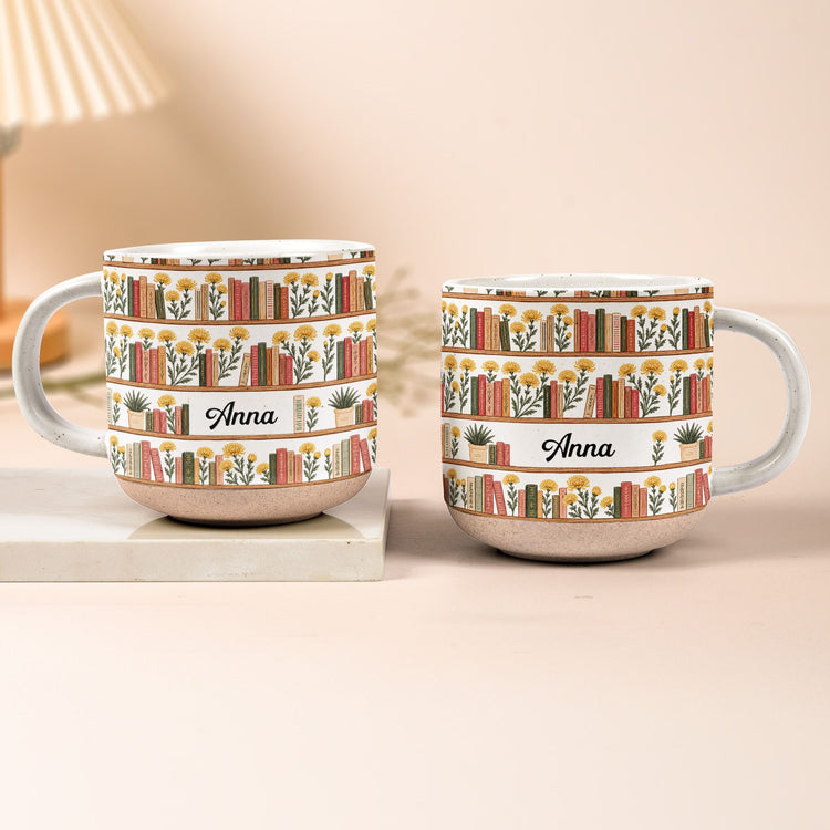 Custom Name Birth Flower Bookshelf For Her, Book Club - Personalized Mug 2