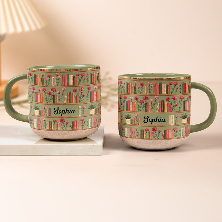 Custom Name Birth Flower Bookshelf For Her, Book Club - Personalized Mug 3