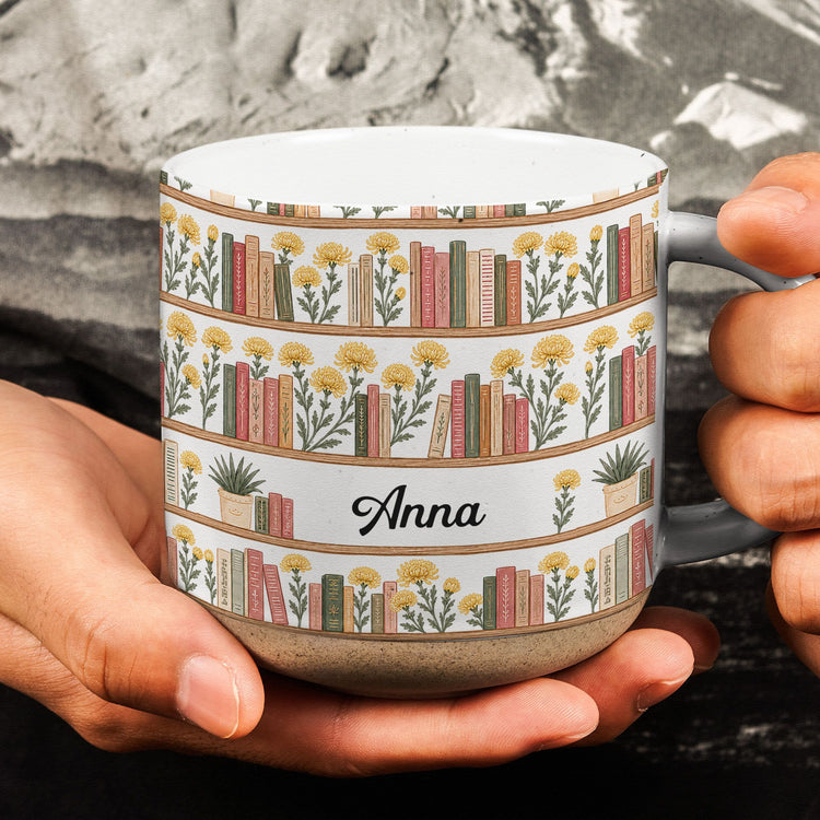 Custom Name Birth Flower Bookshelf For Her, Book Club - Personalized Mug 4